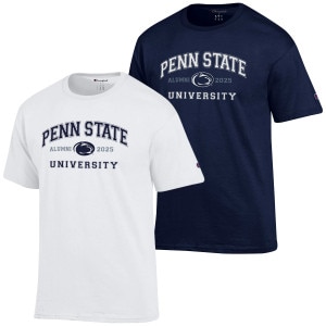 white and navy short sleeve t-shirts Penn State University Alumni 2025